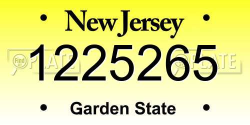 1225265 New Jersey License Plate