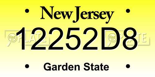 12252D8 New Jersey License Plate