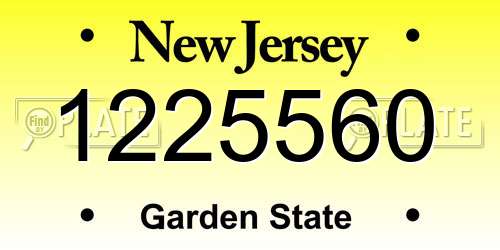 1225560 New Jersey License Plate