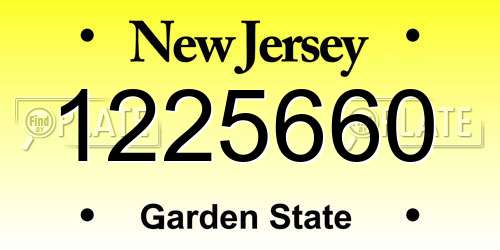 1225660 New Jersey License Plate