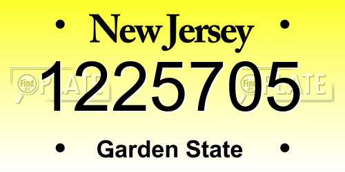 1225705 New Jersey License Plate