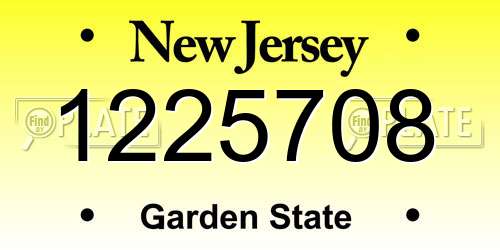 1225708 New Jersey License Plate