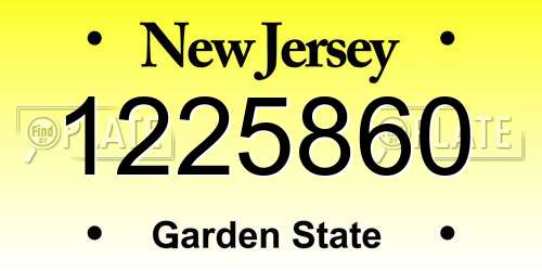1225860 New Jersey License Plate