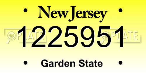 1225951 New Jersey License Plate