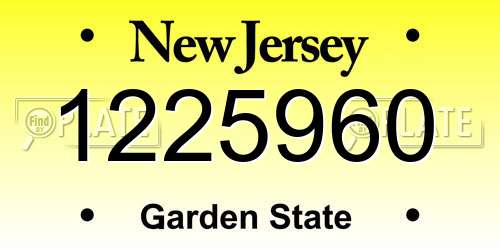 1225960 New Jersey License Plate