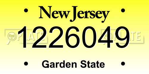 1226049 New Jersey License Plate