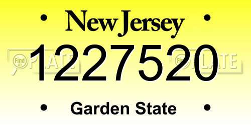 1227520 New Jersey License Plate