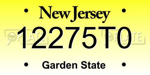 12275T0 New Jersey License Plate