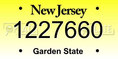1227660 New Jersey License Plate