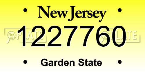 1227760 New Jersey License Plate