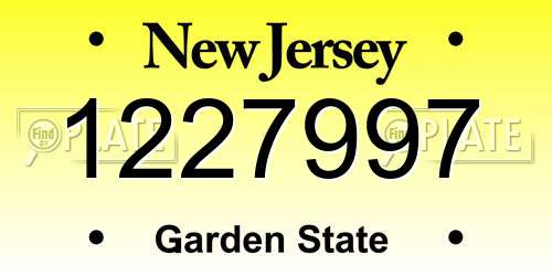 1227997 New Jersey License Plate