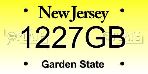 1227GB New Jersey License Plate