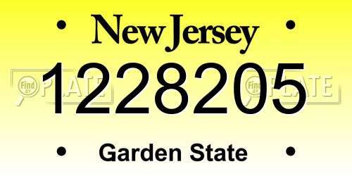 1228205 New Jersey License Plate