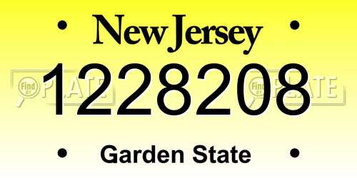 1228208 New Jersey License Plate