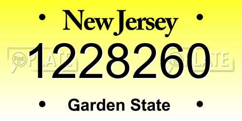 1228260 New Jersey License Plate