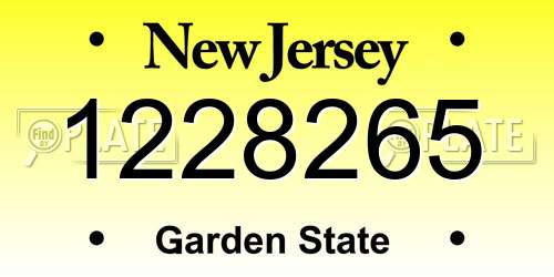 1228265 New Jersey License Plate