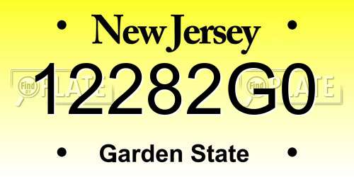 12282G0 New Jersey License Plate