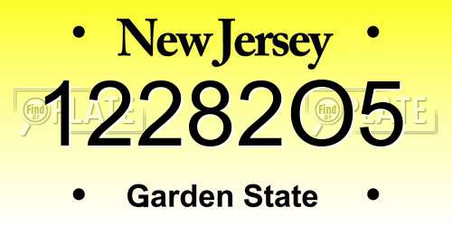 12282O5 New Jersey License Plate