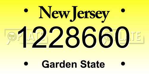 1228660 New Jersey License Plate