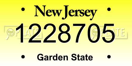 1228705 New Jersey License Plate