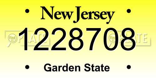 1228708 New Jersey License Plate