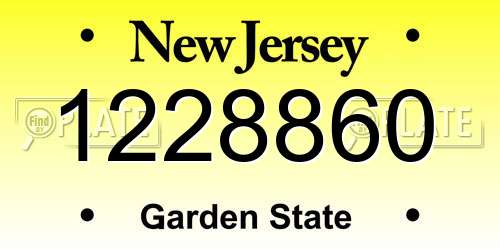 1228860 New Jersey License Plate