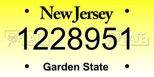 1228951 New Jersey License Plate