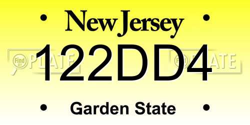 122DD4 New Jersey License Plate