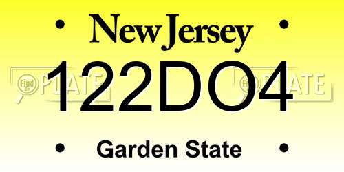 122DO4 New Jersey License Plate