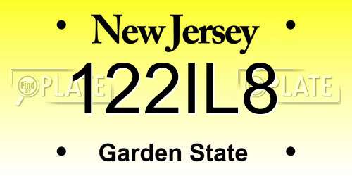 122IL8 New Jersey License Plate