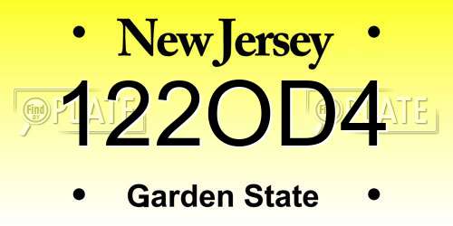 122OD4 New Jersey License Plate