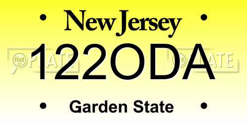 122ODA New Jersey License Plate