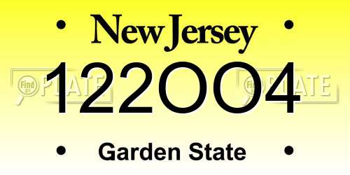 122OO4 New Jersey License Plate