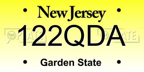 122QDA New Jersey License Plate