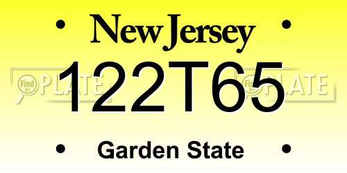 122T65 New Jersey License Plate