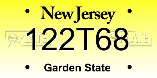 122T68 New Jersey License Plate