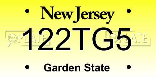 122TG5 New Jersey License Plate