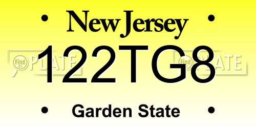 122TG8 New Jersey License Plate