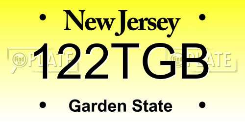 122TGB New Jersey License Plate