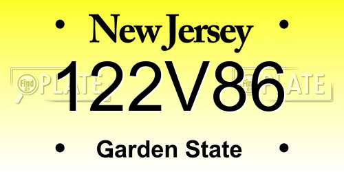 122V86 New Jersey License Plate