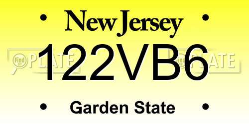 122VB6 New Jersey License Plate
