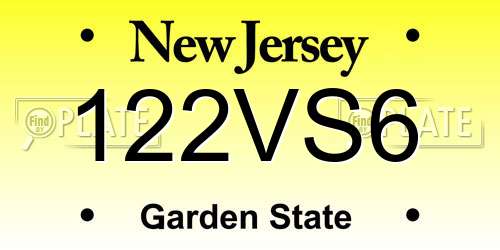 122VS6 New Jersey License Plate