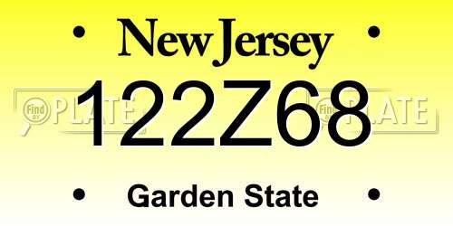 122Z68 New Jersey License Plate