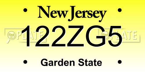 122ZG5 New Jersey License Plate