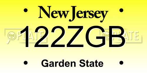 122ZGB New Jersey License Plate
