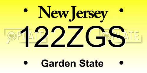 122ZGS New Jersey License Plate