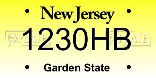 1230HB New Jersey License Plate