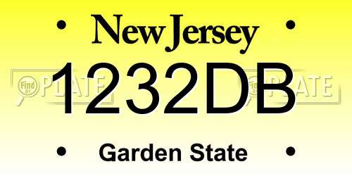 1232DB New Jersey License Plate