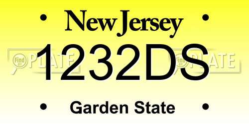 1232DS New Jersey License Plate