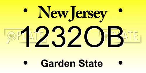 1232OB New Jersey License Plate